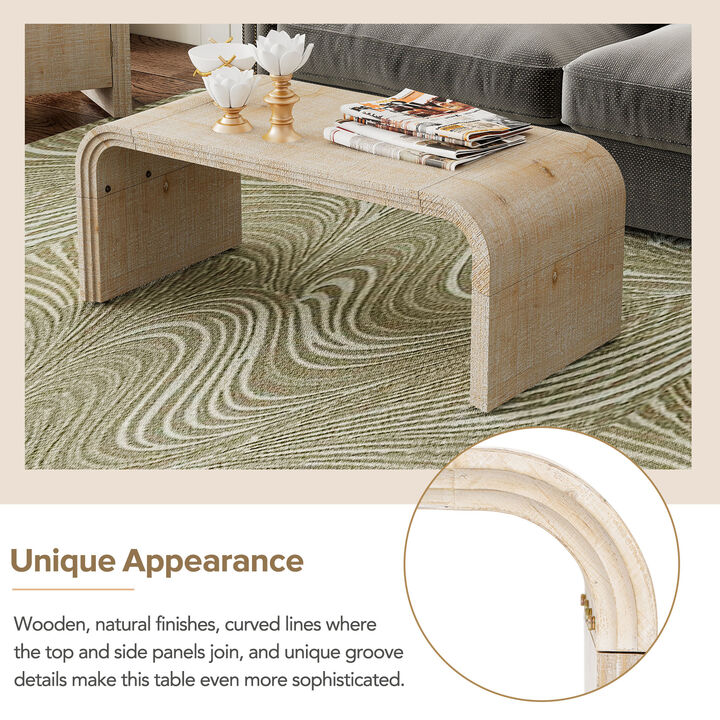 Merax Minimalist Coffee Table with Curved Edge