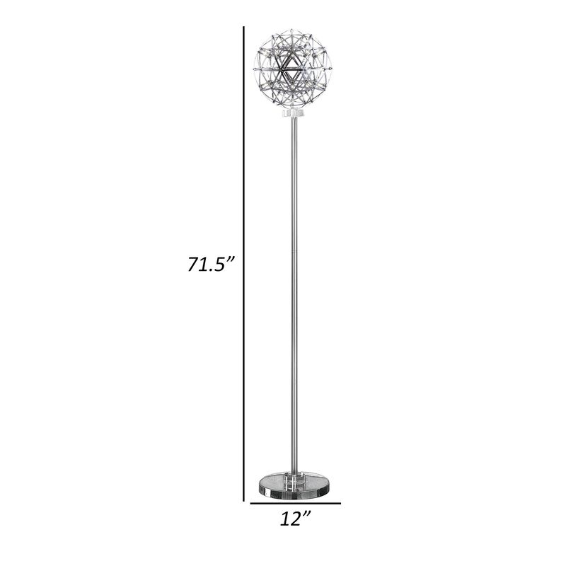 Cue 72 Inch Floor Lamp, Globe Shade, Nickel Metal Frame, Round Base-Benzara