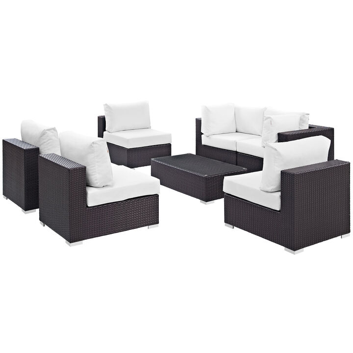 Convene 7 Piece Outdoor Patio Sectional Set - Espresso White