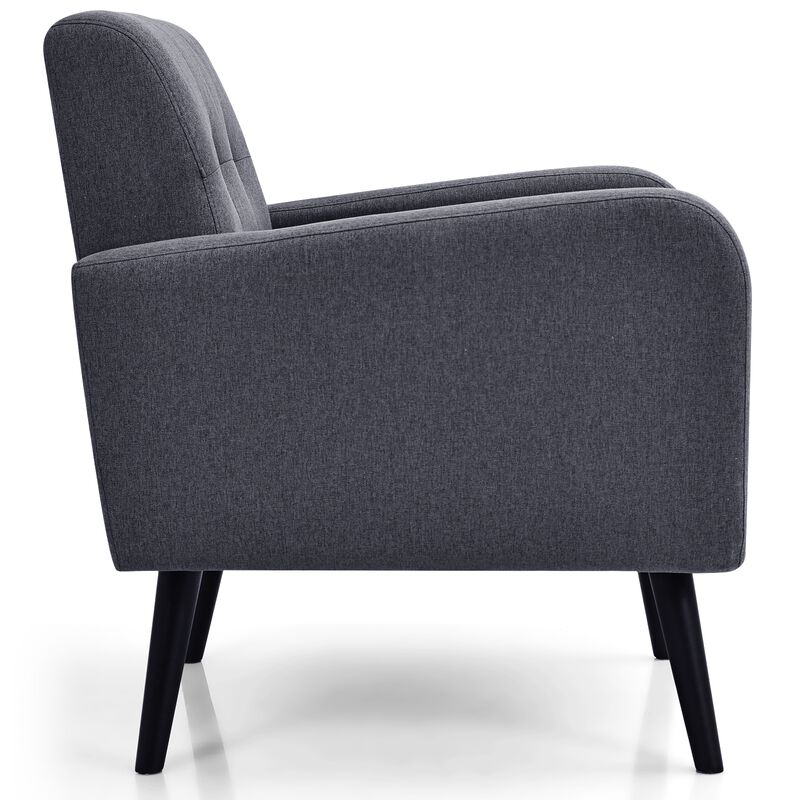 Modern Upholstered Comfy Accent Chair Single Sofa with Rubber Wood Legs