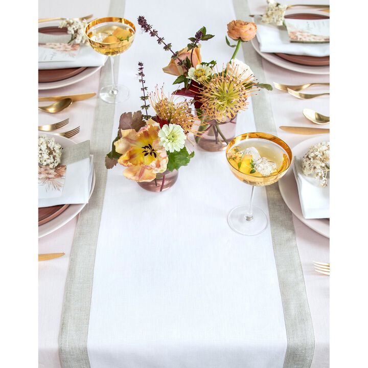 Solino Home 100% Pure Linen Table Runner | Festive Edge for Thanksgiving, Christmas