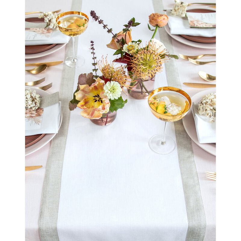 Solino Home 100% Pure Linen Table Runner | Festive Edge for Thanksgiving, Christmas
