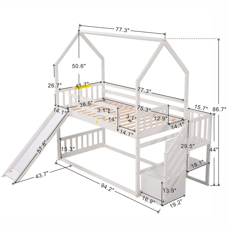 Merax House Bunk Bed with Slide