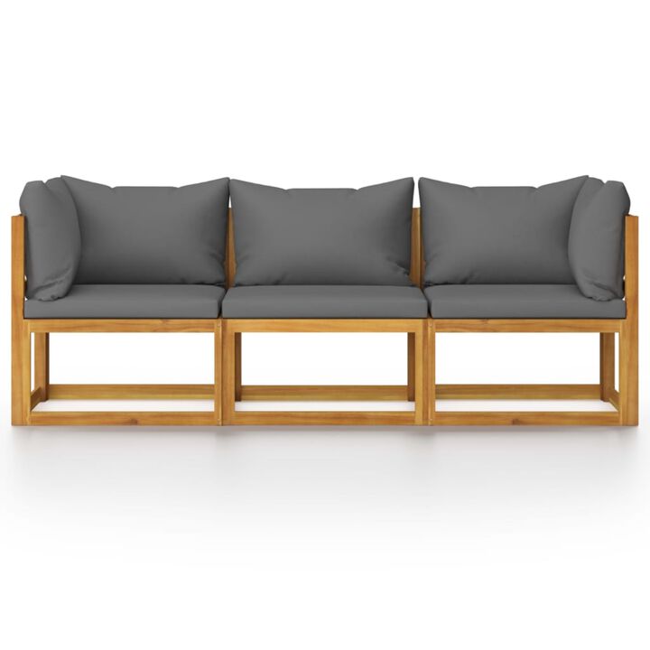 vidaXL 3-Seater Garden Sofa with Cushion Solid Acacia Wood