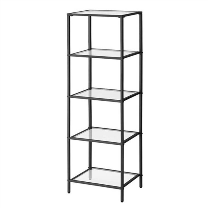 Metal Frame Glass Shelf Bookcase 4-Shelves Shelving Unit