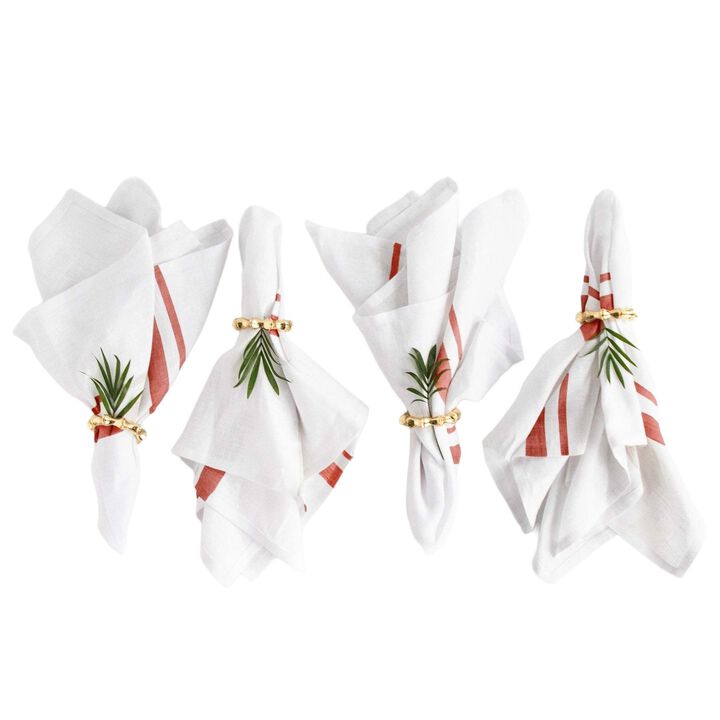Solino Home 100% Pure Linen Cloth Napkins 20 x 20 Inch Set of 4 | French Stripe Dinner Napkins