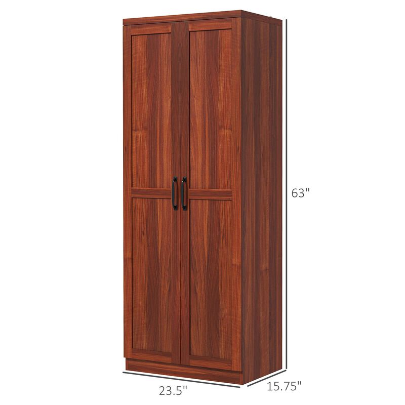 63" Kitchen Pantry Cabinet: 2 Doors, 5-Tier Shelving