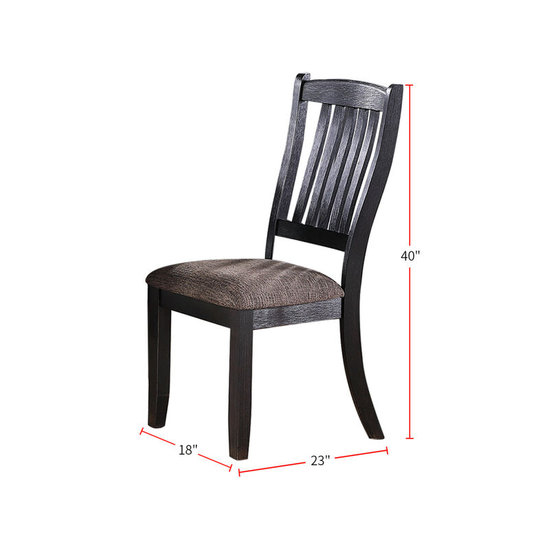 Dark Coffee Fabric Upholstered Side Chairs, Black(Set Of 2)