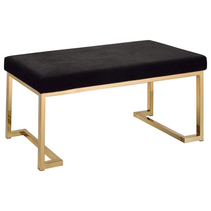 Astonishing Bench, Black Fabric & Gold-Benzara