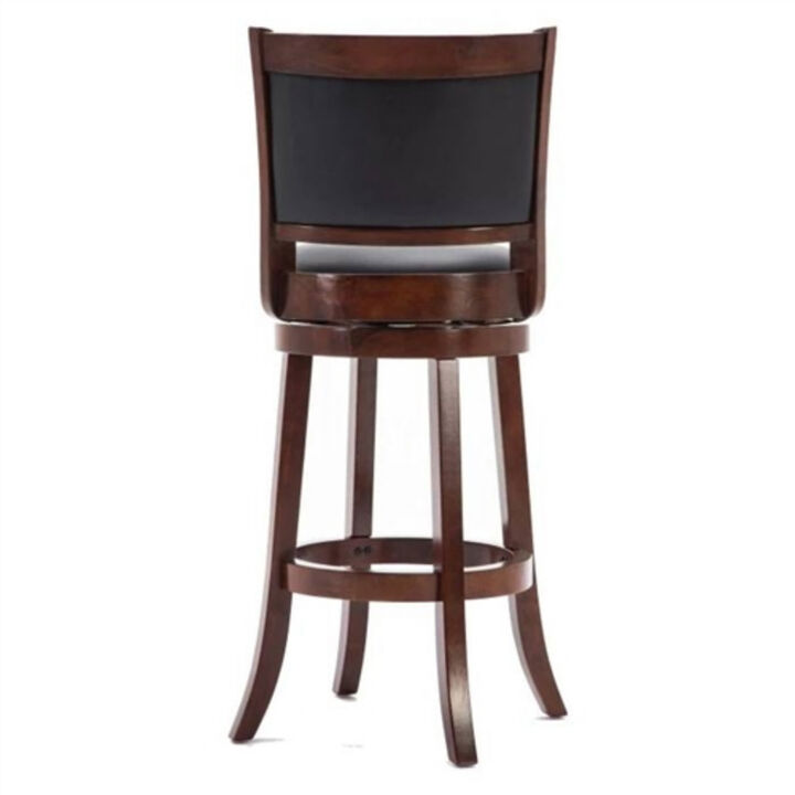 Solid Wood Swivel Bar Stool – Faux Leather Cushioned Seat for Kitchen Island or Home Bar