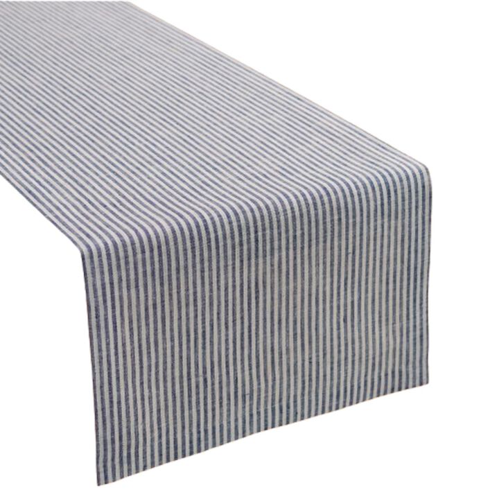 Solino Home 100% Pure Linen Table Runner 14 x 108 Inch | Narrow Stripe
