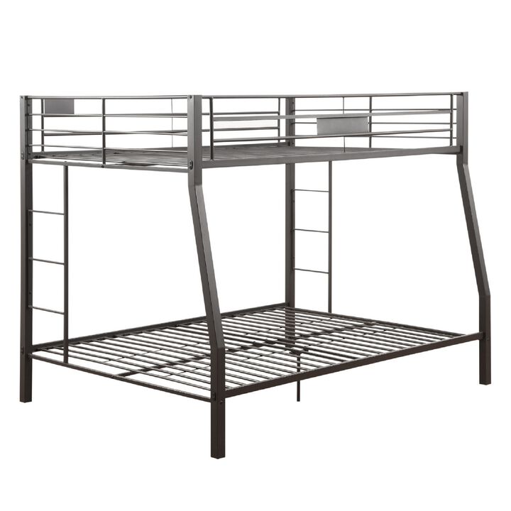 Metal Full XL/Queen Bunk Bed, Black Sand-Benzara