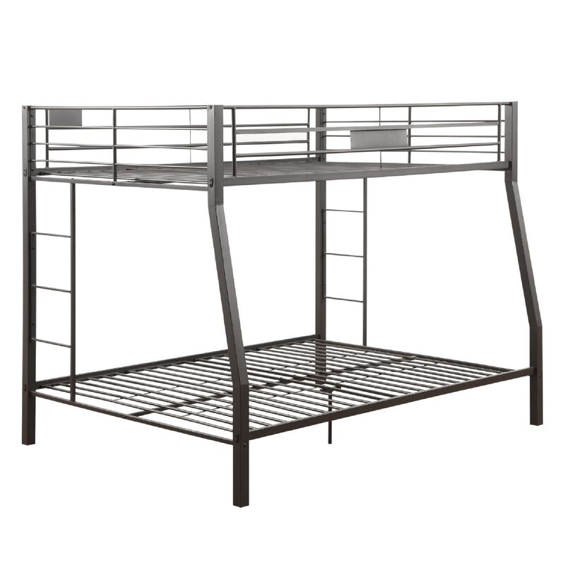 Metal Full XL/Queen Bunk Bed, Black Sand-Benzara