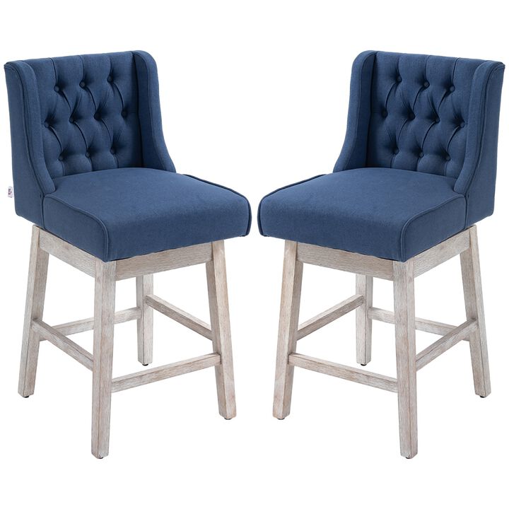 Gray Swivel Bar Stools: Set of 2, 27" Counter Height, Linen