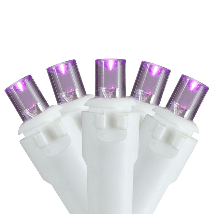 100 Count Purple LED Wide Angle Icicle Christmas Lights  5.5 ft White Wire