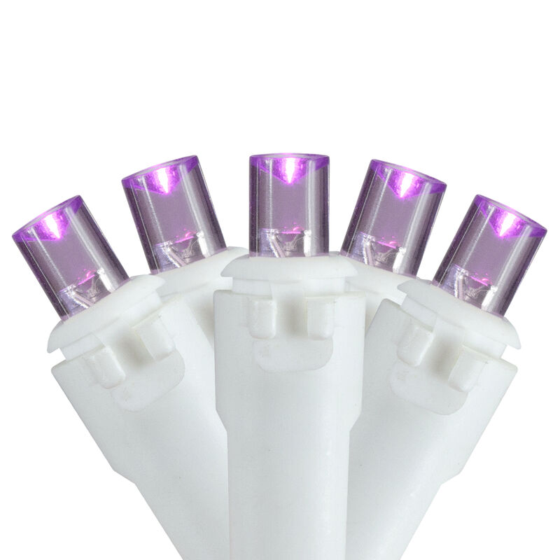 100 Count Purple LED Wide Angle Icicle Christmas Lights  5.5 ft White Wire