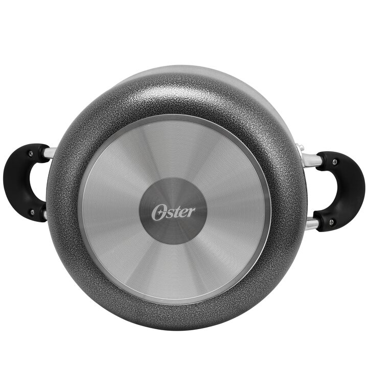 Oster Clairborne 6 Quart Aluminum Hammered Tone Dutch Oven with Lid in Charcoal Grey