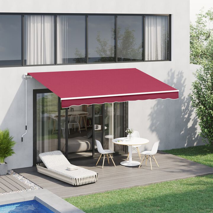 Crimson Deck Shield: 13'x8' Adjustable Manual Retractable Patio Awning