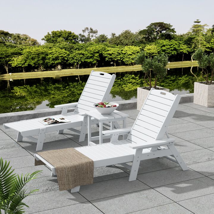 WestinTrends Adirondack Outdoor Chaise Lounge with Side Table Set