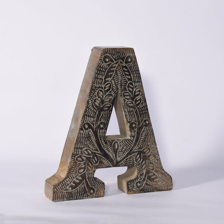 Vintage Gray Handmade Eco-Friendly "A" Alphabet Letter Block For Wall Mount & Table Top D�cor