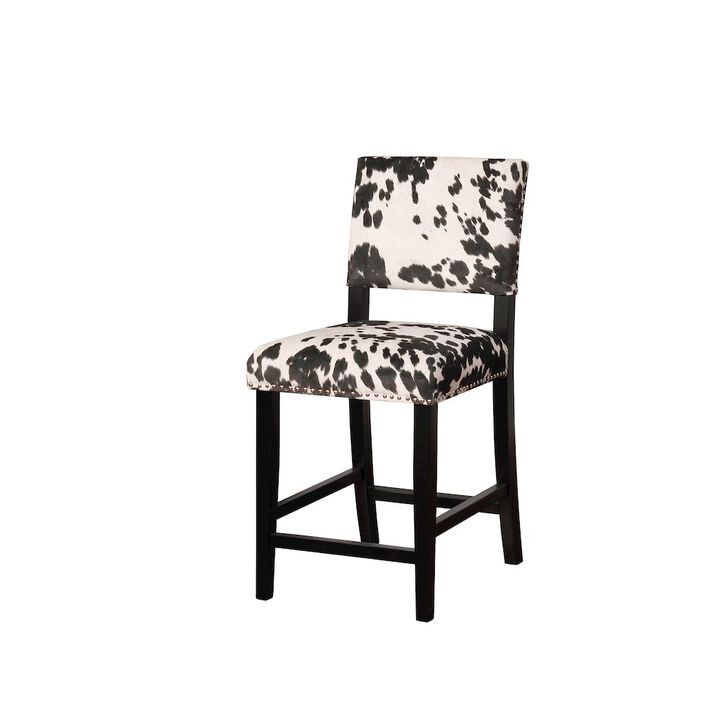 Linon Corey Black Cow Print Counter Stool