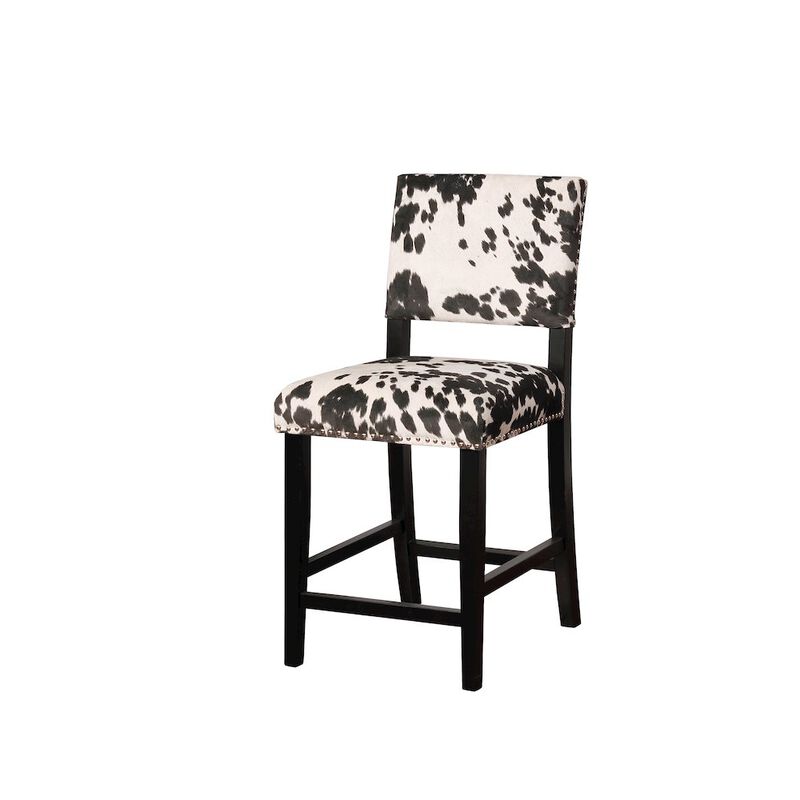 Linon Corey Black Cow Print Counter Stool