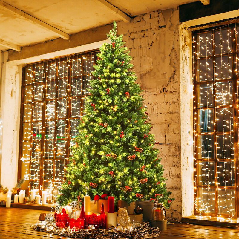 Pre-lit Hinged Christmas Tree with 550 LED Lights for Bright and Effortless Holiday Decor