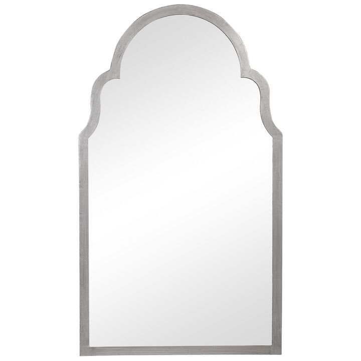 Sleek Elongated Quatrefoil Frame Mirror, Silver-Benzara
