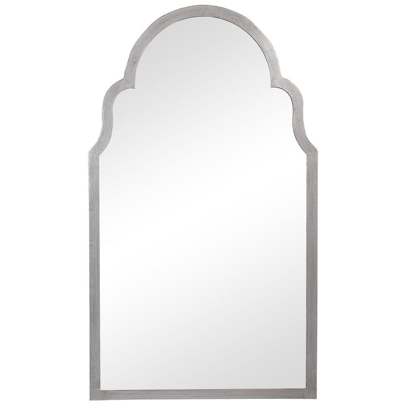 Sleek Elongated Quatrefoil Frame Mirror, Silver-Benzara