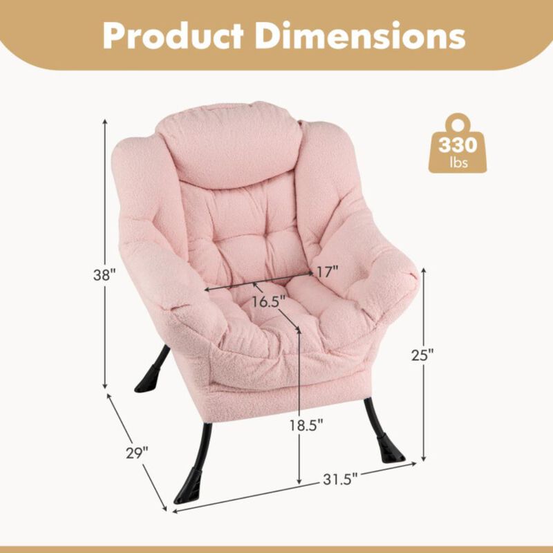 Hivvago Sherpa UpholsteredÂ Accent ChairÂ with Cozy Head Pillow