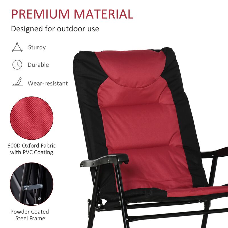 Red/Black Porch Duo: 2-Piece Padded Rocking Chair Set