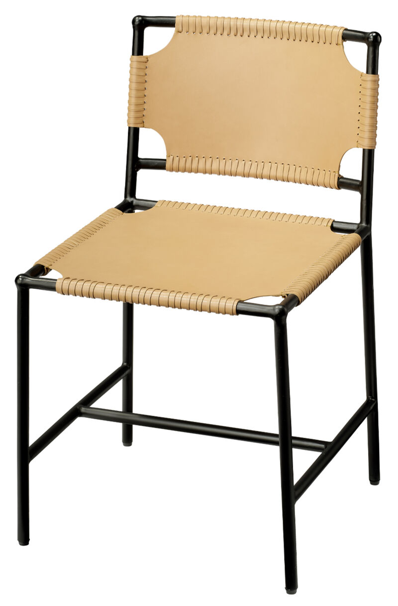 Asher Leather Dining Chair in Cashew