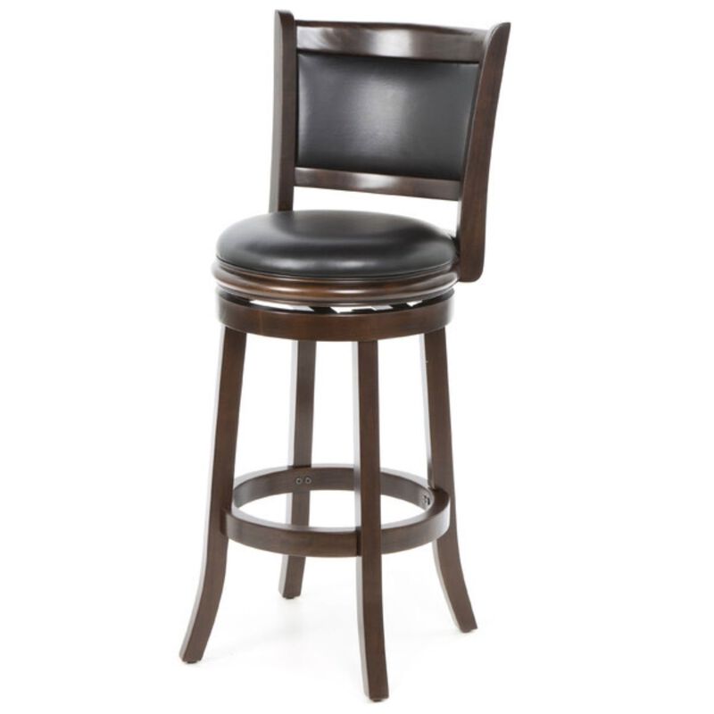 Hivvago Cappuccino 29-inch Swivel Barstool with Faux Leather Cushion Seat