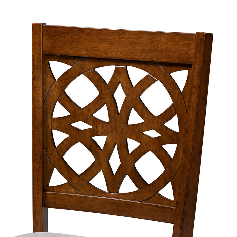 Baxton Studio Abigail Grey Fabric and Walnut Brown Finished Wood 2-Piece Dining Chair Set