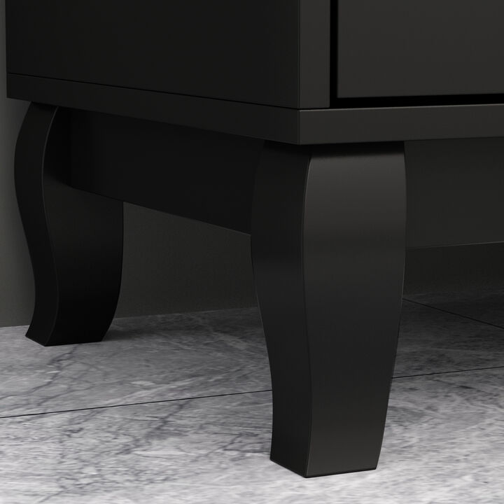 Black Sideboard with 6-Drawers, 31.5 in. H x 47.2 in. W x 15.7 in. D