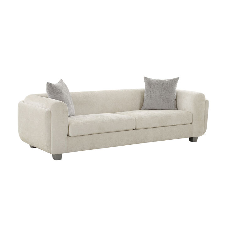 Pasargad Home Bergamo 3 Seater Sofa with 2 Pillows, Ivory