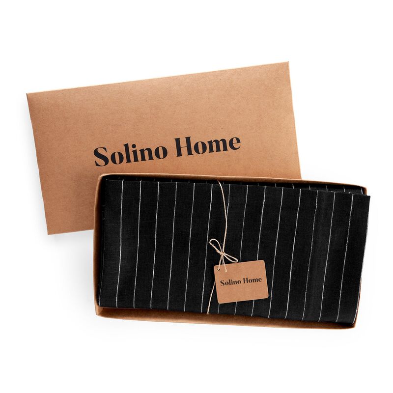 Solino Home 100% Pure Linen Tablecloth | Pinstripe