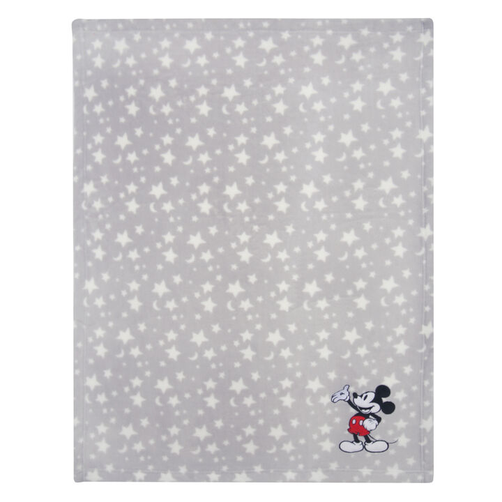 Lambs & Ivy Disney Baby Mickey Mouse Stars Gray Soft Fleece Baby Blanket