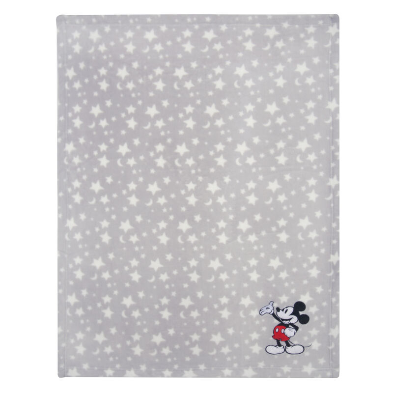 Lambs & Ivy Disney Baby Mickey Mouse Stars Gray Soft Fleece Baby Blanket