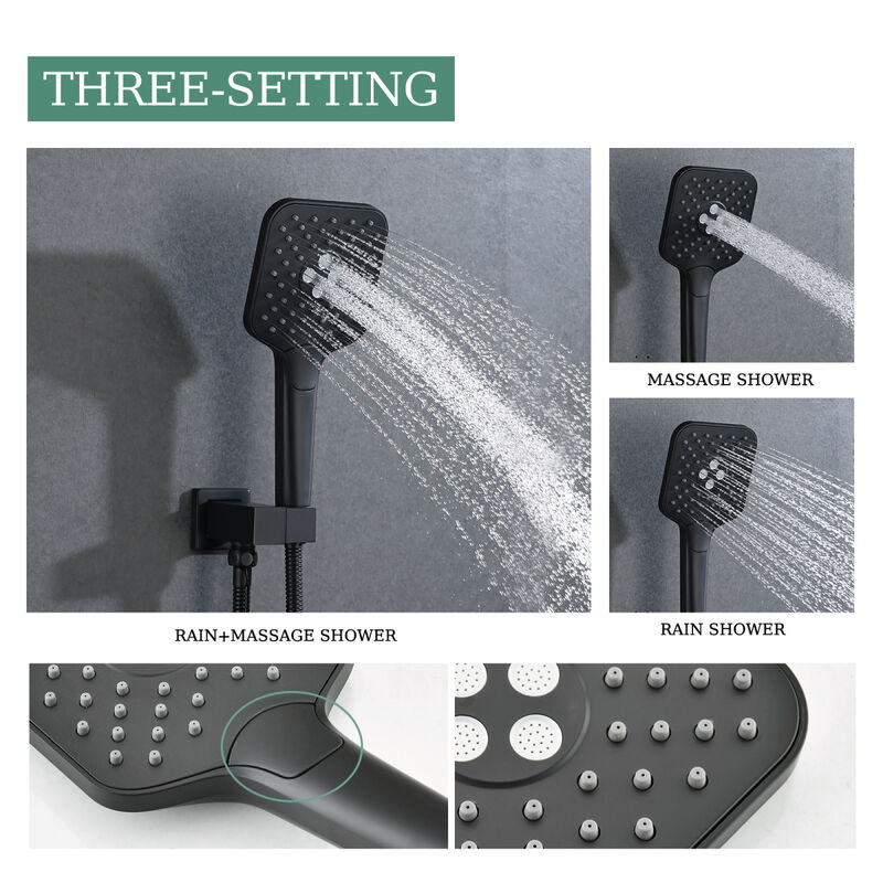 Wall Mounted Shower System with Handheld and Rainfall Shower Heads