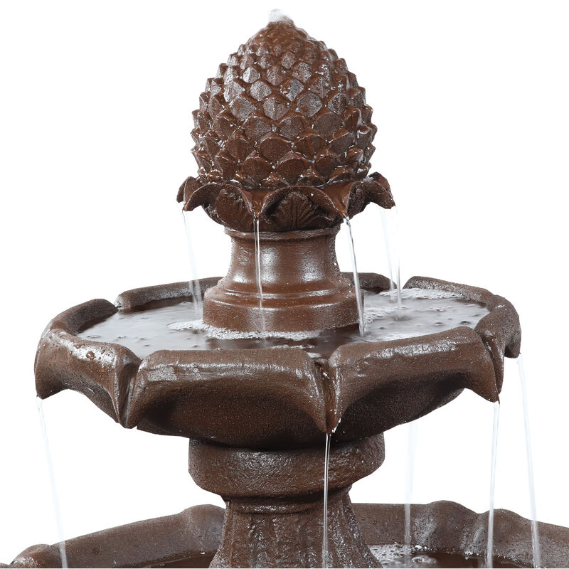 Sunnydaze Pineapple Outdoor 2-Tier Solar Fountain with Battery