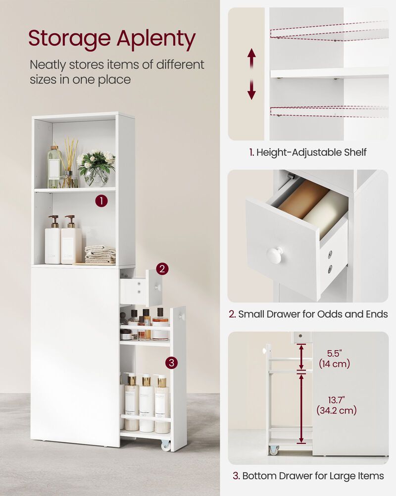 Freestanding Cabinet with Storage Drawers and Adjustable Shelf