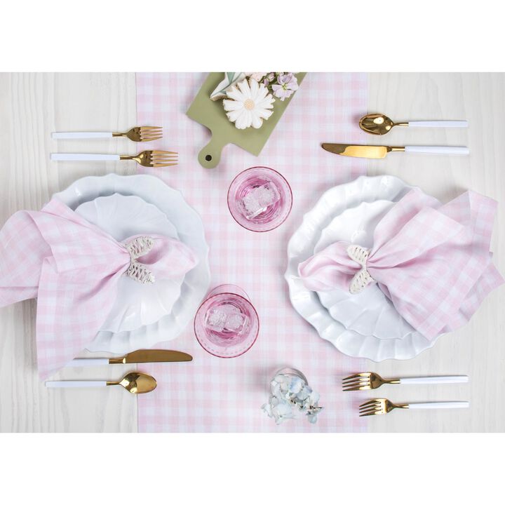 Solino Home 100% Pure Linen Table Runner | Gingham Check for Spring & Easter