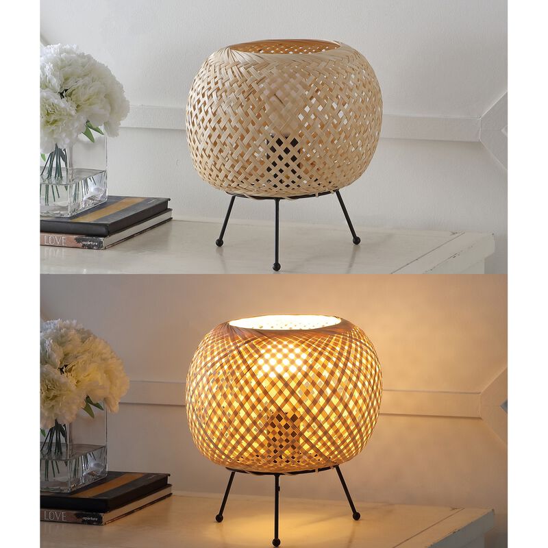 Palma Bohemian Rustic Iron/Rattan LED Mini Table Lamp with Smart Bulb
