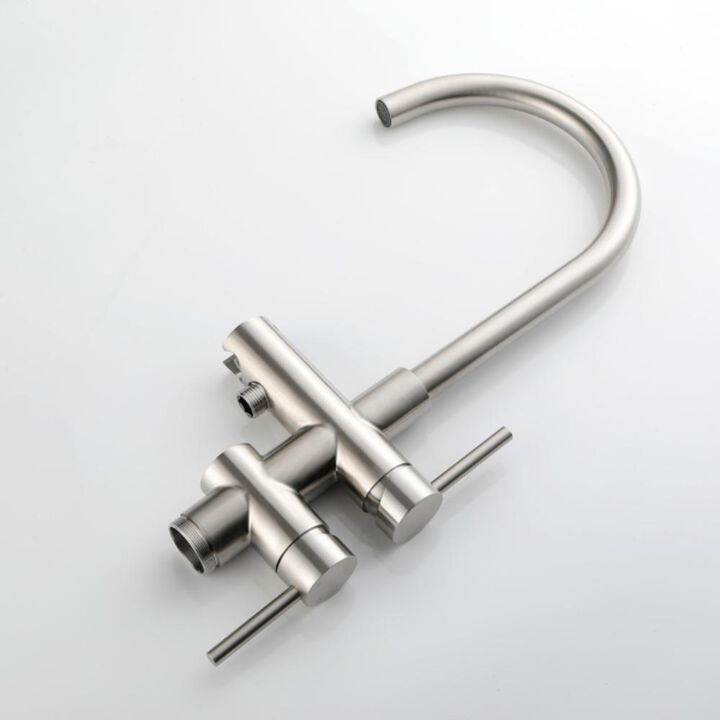 Freestanding Tub Filler Brushed Nickel Standing Bathtub Faucet with Modern Design