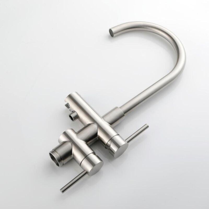 Freestanding Tub Filler Brushed Nickel Standing Bathtub Faucet with Modern Design