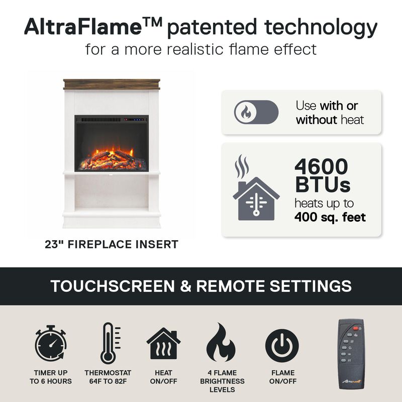 Ameriwood Home Mateo Electric Fireplace Space Heater with Mantel and Open Shelf