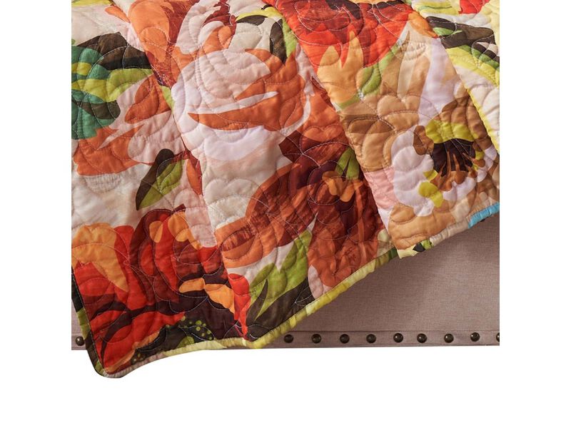 Dahl 50 x 60 Quilted Floral Throw Blanket with Polyester Fill, Multicolor - Benzara