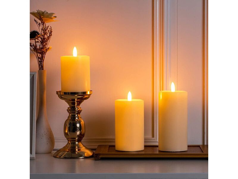 UNIVELA Flameless Candles Set of 3, Realistic Real Wax Top Flat