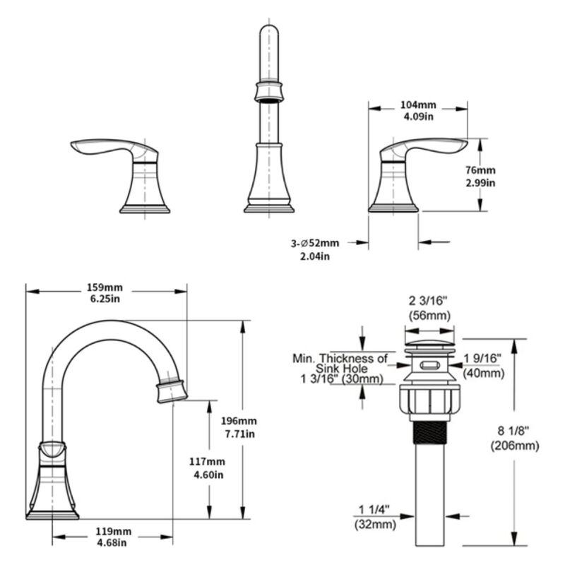 2-Handle Widespread Bathroom Sink Faucet with High-Arc Spout for Modern & Classic Vanities